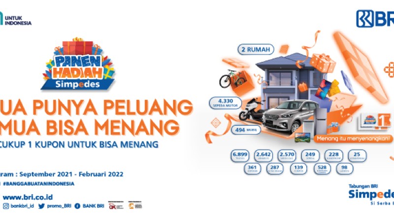 Nasabah BRI kini kembali mendapatkan kesempatan untuk memenangkan ribuan hadiah menarik melalui program Panen Hadiah Simpedes.