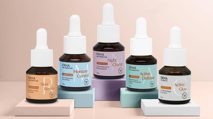 Skincare Antiaging dari Erha Age Corrector Booster Series, Bikin Wajah Tetap Glowing walau Usia Tak Lagi Muda