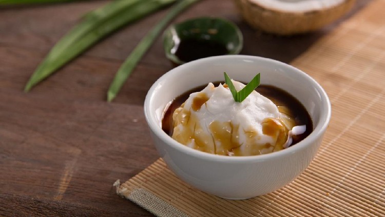 boiled rice flour in coconut milk. bubur sumsum delicious traditional indonesian culinary