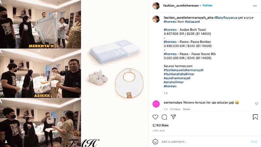 Atta Halilintar Kado Atta Halilintar dan Aurel Hermansyah untuk baby Rayyanza.