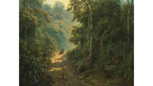 Lukisan Raden Saleh bertajuk 'A View of Mount Megamendung' terjual Rp36 miliar dalam lelang yang digelar di Prancis.