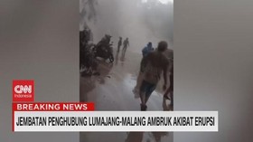 VIDEO: Jembatan Penghubung Lumajang-Malang Ambruk Akibat Erupsi