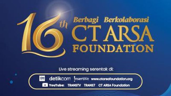 CT ARSA Foundation pada Minggu (5/12) pukul 10.00 WIB ini akan memperingati hari jadi ke-16 tahun