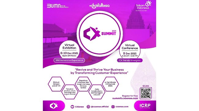 CX Summit 2021 bertujuan membangkitkan semangat dan motivasi para pelaku usaha guna mempersiapkan strategi pertumbuhan yang lebih baik, usai terhalang pandemi.