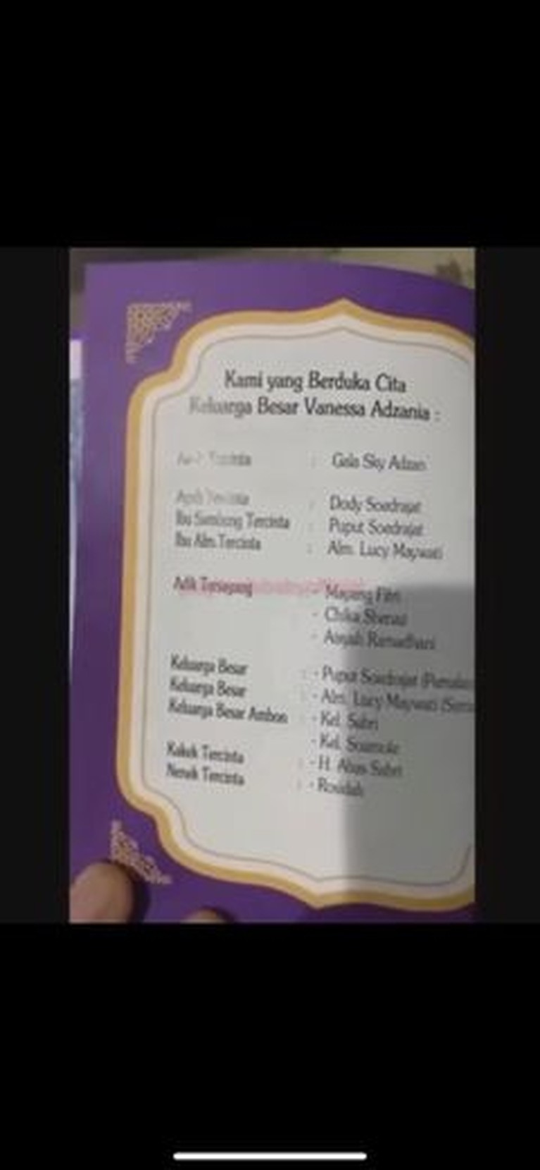 7 Potret Buku Yasin 40 Harian Vanessa Angel Digelar Keluarga Doddy Disorot Ayah mendiang Vanessa, Doddy Sudrajat menggelar acara 40 harian Vanessa Angel disorot karena buku yasin beda. Yuk intip!