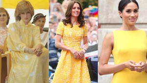 Gaya Elegan Putri Diana  Kate Middleton dan Meghan Markle saat Memakai Dress Berwarna Kuning