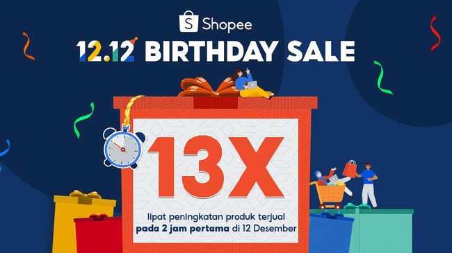 Hanya pada 2 jam pertama, ada lebih dari 12 kali lipat jumlah produk terjual pada Shopee 12.12 Birthday Sale, Minggu (12/12).