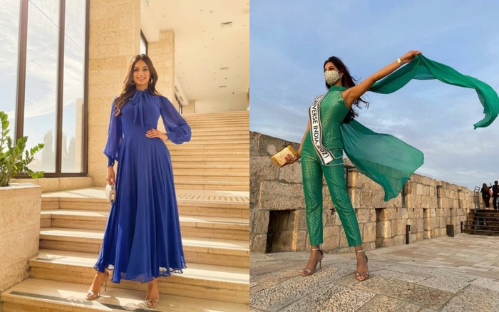 Di hari ketiga, Harnaaz tampil dengan midi dress biru yang membuatnya tampak semakin manis. Saat agenda berkeliling Yerusalem, ia pun tampak fresh dengan jumpsuit hijau juga selendang berwarna senada yang dikenakannya. (Foto: Instagram.com/Harnaazsandhu_03)