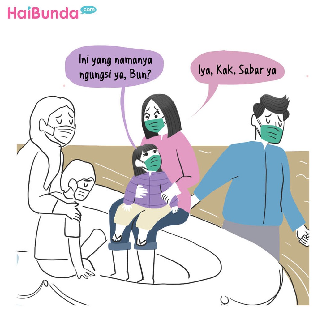 Ayah, Bunda, dan Kakak terpaksa ngungsi karena rumah kebanjiran.