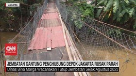VIDEO: Jembatan Gantung Penghubung Depok-Jakarta Rusak Parah