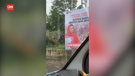 VIDEO: Penampakan Baliho Puan di Lokasi Erupsi Gunung Semeru