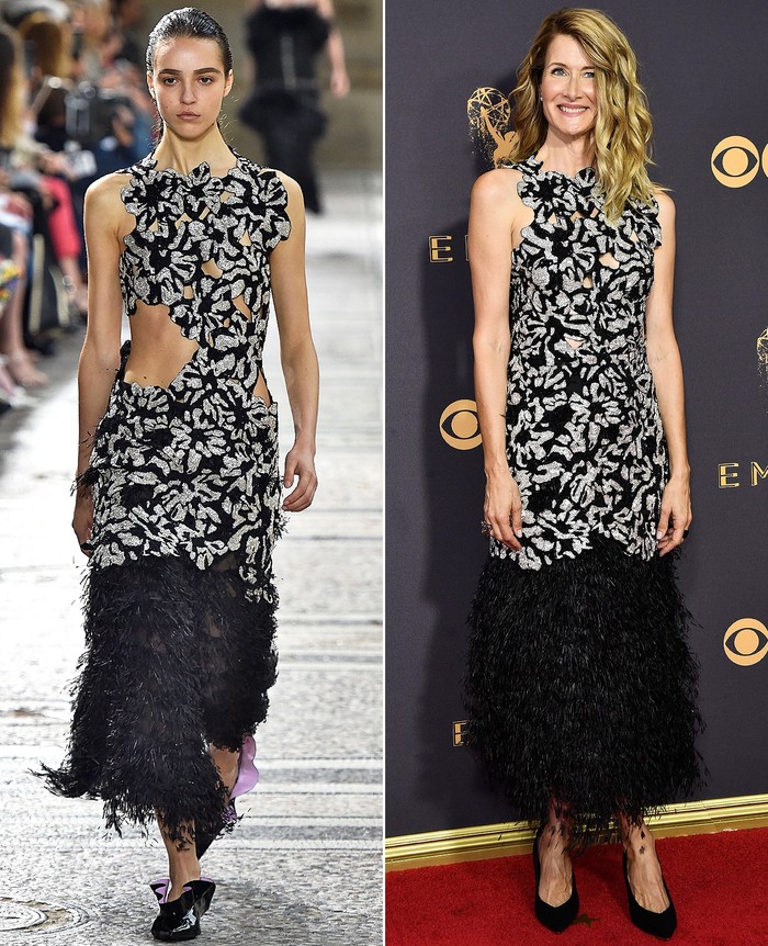 Laura Dern mengenakan floral black dress dari Proenza Schouler saat menghadiri red carpet Emmy Award/ Foto: Getty Images, Shutterstock