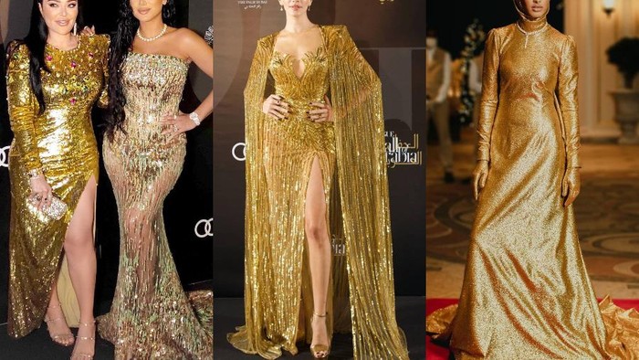 Potret Mewah Selebriti dengan Dress Keemasan di Red Carpet Vogue Ball Arabia