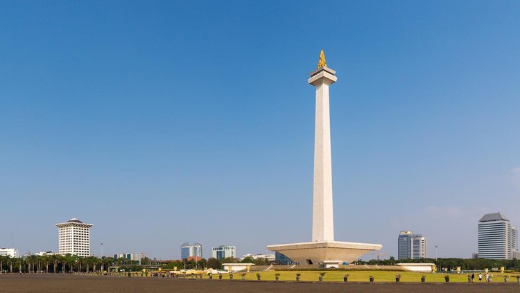 Ibu Kota Jakarta Beautiful view of the National Monument of Indonesia (Monumen Nasional, MoNas) in Jakarta, Indonesia