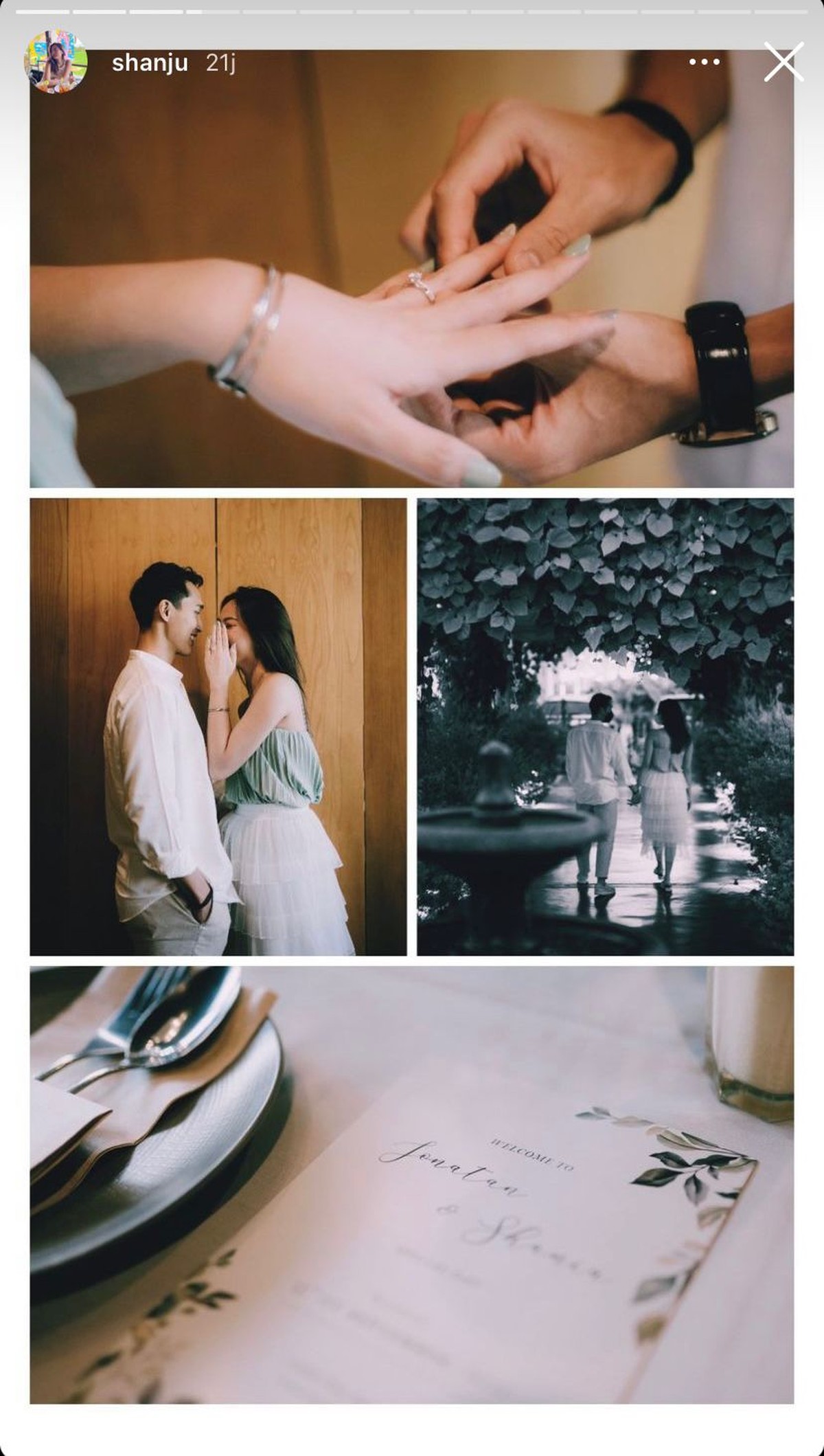 Kabar bahagia datang dari Shanju eks JKT 48 dan Jonatan Christie yang telah resmi bertunangan&period; Yuk intip potret mereka&excl;