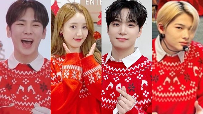 Beda Gaya KEY SHINee, Haeyoon Cherry Bullet, JR NU'EST, dan Ni-ki ENHYPEN dalam Balutan Sweater Rajut Merah