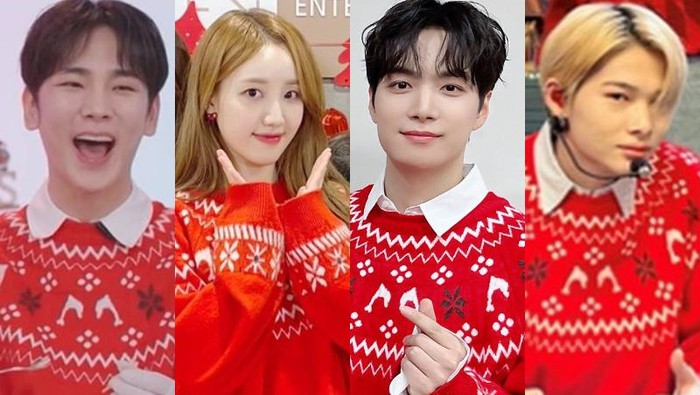 Beda Gaya KEY SHINee, Haeyoon Cherry Bullet, JR NU'EST, dan Ni-ki ENHYPEN dalam Balutan Sweater Rajut Merah Beda Gaya KEY SHINee, Haeyoon Cherry Bullet, JR NU'EST, dan Ni-ki ENHYPEN dalam Balutan Sweater Rajut Merah