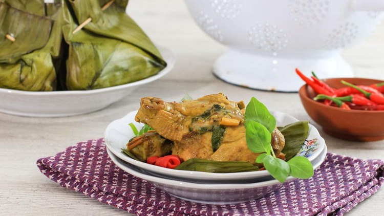 Pepes Ayam Steamed Chicken  Wrap with Banana Leaf Traditional Recipe From Indonesia