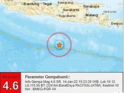 Gempa M 4,6 Guncang Pacitan