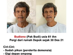 Tolong! Budiono Penderita Demensia Asal Depok Sudah Sebulan Lebih Hilang