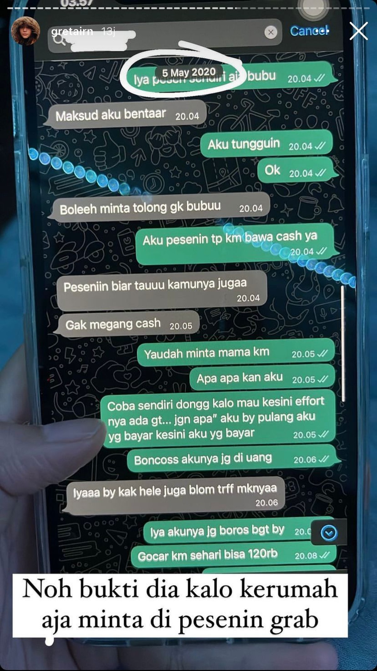 7 Foto Isi Chat Gaga Muhammad Minta Bayarin ke Laura Anna