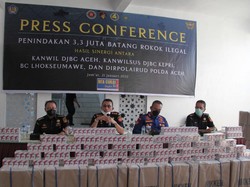 3 Penyelundup 3,3 Juta Rokok Ilegal Senilai Rp 6,6 M di Aceh Ditangkap