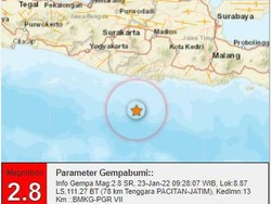 Gempa M 2,8 Guncang Pacitan