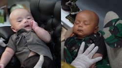 7 Pemotretan Terbaru Baby Leslar & Baby Adzam Jadi Polisi & TNI, Gemoy!