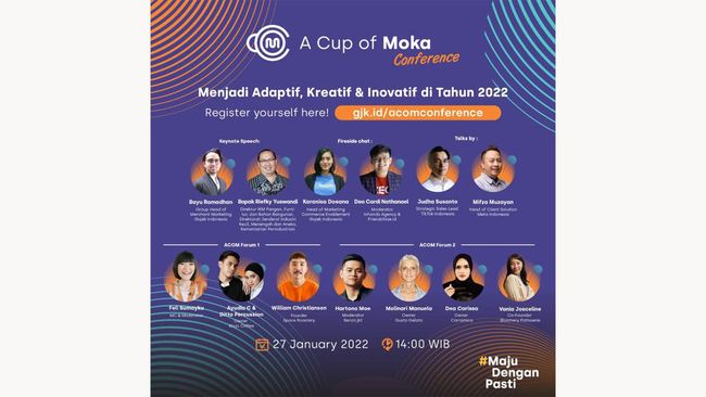 Konferensi UMKM A Cup of Moka (ACOM) 2022 yang digelar pada 27 Januari akan menghadirkan berbagai strategi bisnis dari para ahli untuk UMKM di beragam industri.