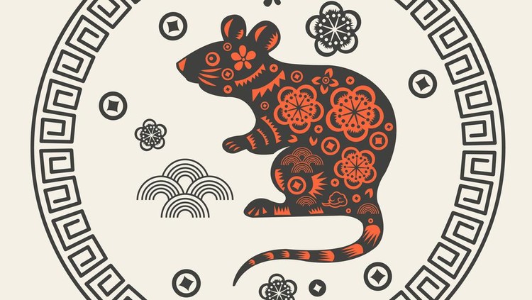 Shio Tikus Vector of Happy Chinese New Year 2020 year of the Rat paper cut style. Chinese Zodiac characters for greetings card, flyers, invitation, posters, brochure, banners, calendar etc.