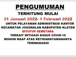 Ada ASN Kena COVID, Kantor Kecamatan Jogonalan Klaten Ditutup