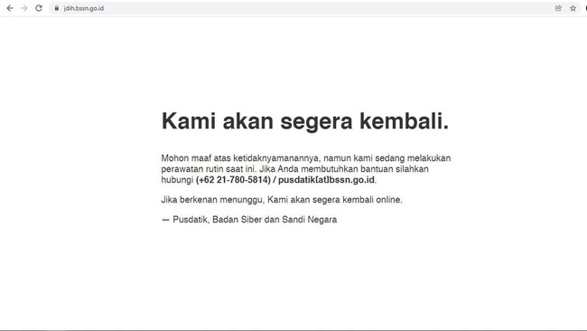 Badan Siber dan Sandi Negara (BSSN) mengungkap motif pelaku yang membocorkan data situs Jaringan Dokumentasi dan Informasi Hukum (JDIH) ke internet.