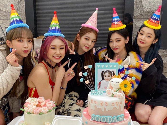 Kebersamaan manis mereka juga terekam saat merayakan ulang tahun Soodam bersama. Mereka kompak menggunakan topi ulang tahun yang membuat tampilannya semakin menggemaskan./ Foto: Instagram.com/secretnumber.official