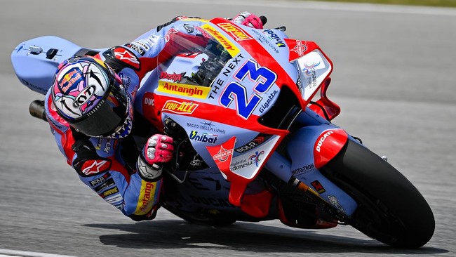 Enea Bastianini menjadi pembalap dengan catatan kecepatan maksimal tertinggi pada saat FP2 MotoGP Mandalika 2022, Jumat (18/3) sore.