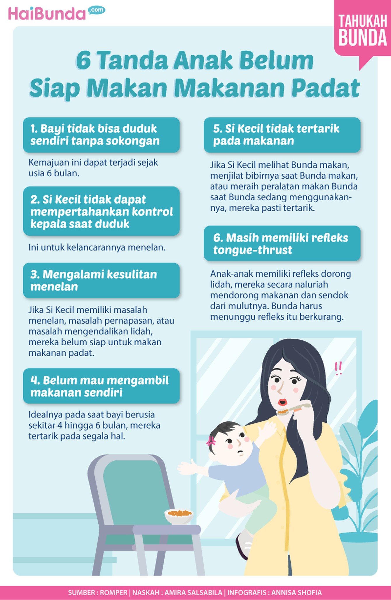 Infografis Parenting 6 Tanda Anak Belum Siap Makan Makanan Padat