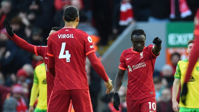 Liverpool mengalahkan Norwich City 3-1 yang diwarnai gol indah Sadio Mane pada pekan ke-26 Liga Inggris di Anfield, Sabtu (19/2) malam WIB.