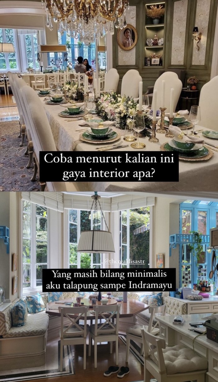 Perempuan berusia 39 tahun ini memiliki dua meja makan. Pertama ada yang berukuran kecil dan ada yang berukuran besar yang hanya digunakannya saat pertemuan-pertemuan saja. (Foto: Instagram.com/biasalahanakmuda)