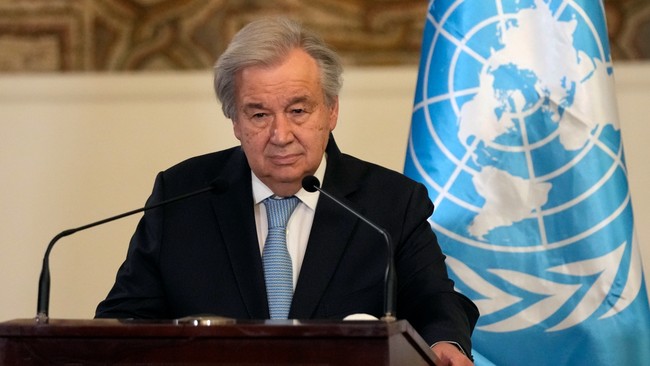 Proyektil Rudal Balistik Korut Jatuh di Laut Jepang, Sekjen PBB Geram Menurut Sekjen PBB Antonio Guterres, uji rudal balistik antarbenua Korea Utara merupakan pelanggaran resolusi yang disetujui oleh Dewan Keamanan PBB
