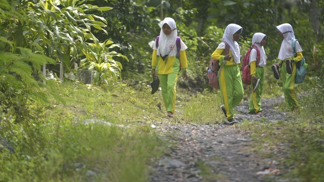 FOTO: Pengorbanan Guru Tembus daerah Terisolasi di Lereng Semeru