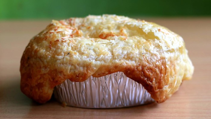 Cream soup with puff pastry.