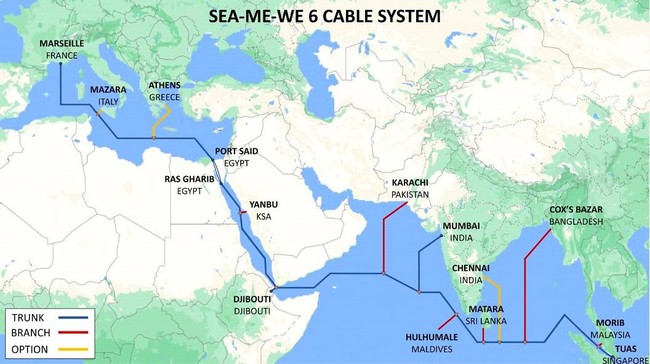 Telkom melalui anak usahanya Telin kembali bergabung pada konsorsium sistem komunikasi kabel laut internasional SEA-ME-WE 6 untuk menghubungkan banyak negara.