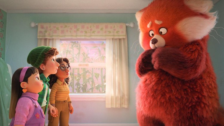 TURNING RED WE’VE GOT YOUR (FLUFFY) BACK – In Disney and Pixar’s all-new original feature film “Turning Red,” everything is going great for 13-year-old Mei—until she begins to “poof” into a giant panda when she gets too excited. Fortunately, her tightknit group of friends have her fantastically fluffy red panda back. Featuring the voices of Rosalie Chiang, Ava Morse, Maitreyi Ramakrishnan and Hyein Park as Mei, Miriam, Priya and Abby, “Turning Red” opens in theaters on March 11, 2022. © 2021 Disney/Pixar. All Rights Reserved.