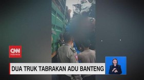 VIDEO: Dua Truk Tabrakan Adu Banteng