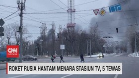 VIDEO: Roket Rusia Hantam Menara Stasiun TV, 5 Tewas