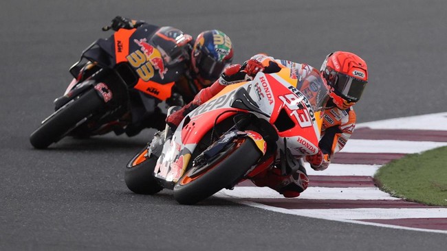 Marc Marquez mengalami kecelakaan pada sesi pemanasan MotoGP Qatar 2022, Minggu (6/3), dan hanya mampu berada di posisi ke-11.