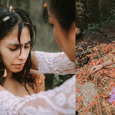 8 Momen Valerie Thomas Ikut Upacara Melukat Tradisi Umat Hindu Bali
