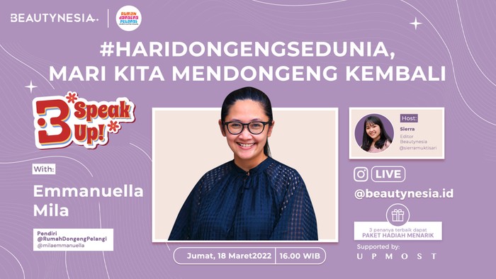 Peringati Hari Dongeng Sedunia, Beautynesia Bakal IG Live Bareng Rumah Dongeng Pelangi Peringati Hari Dongeng Sedunia, Beautynesia Bakal IG Live Bareng Rumah Dongeng Pelangi
