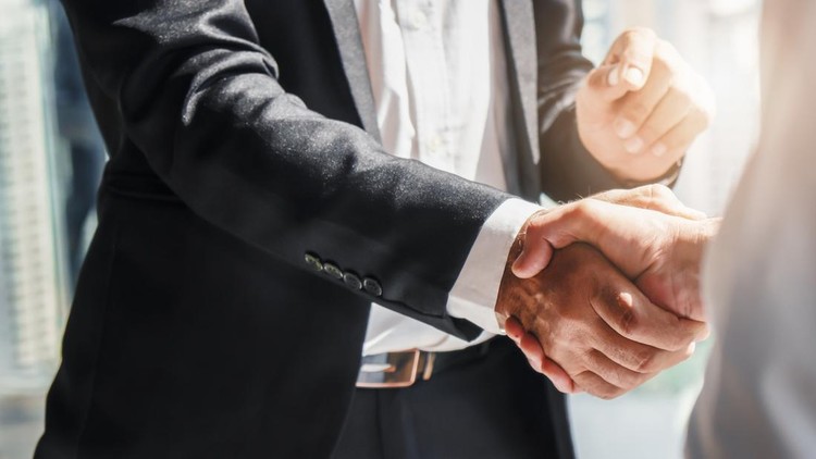 Ilustrasi bisnis business background of businessman having handshake