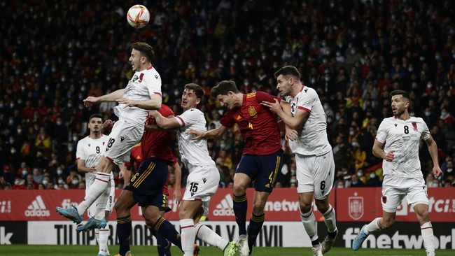 Timnas Spanyol harus berjuang hingga menit akhir untuk menuai kemenangan atas timnas Albania.