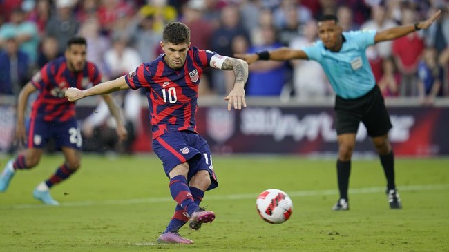 Christian Pulisic yang menjadi kapten timnas Amerika Serikat menciptakan hattrick saat menghajar Panama pada lanjutan kualifikasi Piala Dunia 2022.